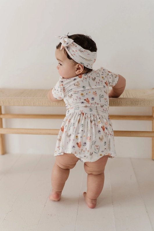 Floral Chickens Bamboo Bodysuit Dress