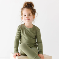 Olive Small Ribbed Pajama Set