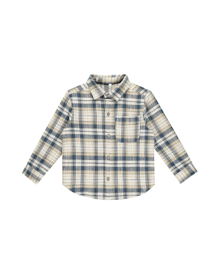 Indigo Plaid Collared Shirt