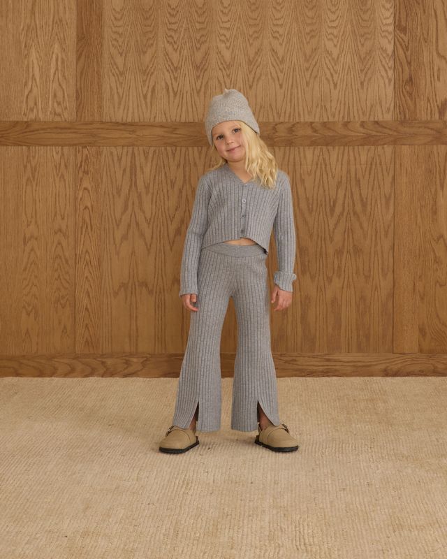 Dusty Blue Flare Knit Pant