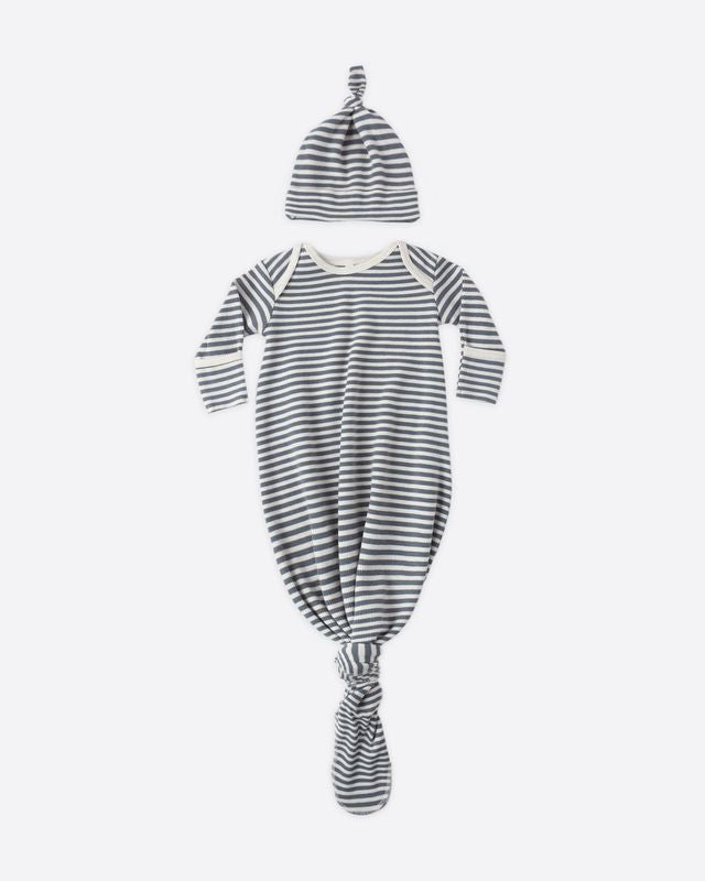 Ocean Stripe Knotted Baby Gown Set