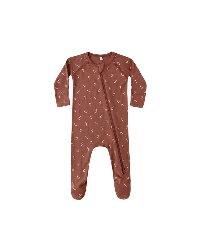 Candy Canes Bamboo Zip Footie