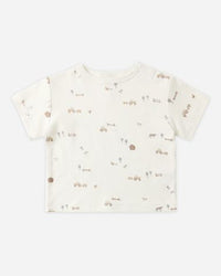 White t-shirt with subtle pattern on a white background