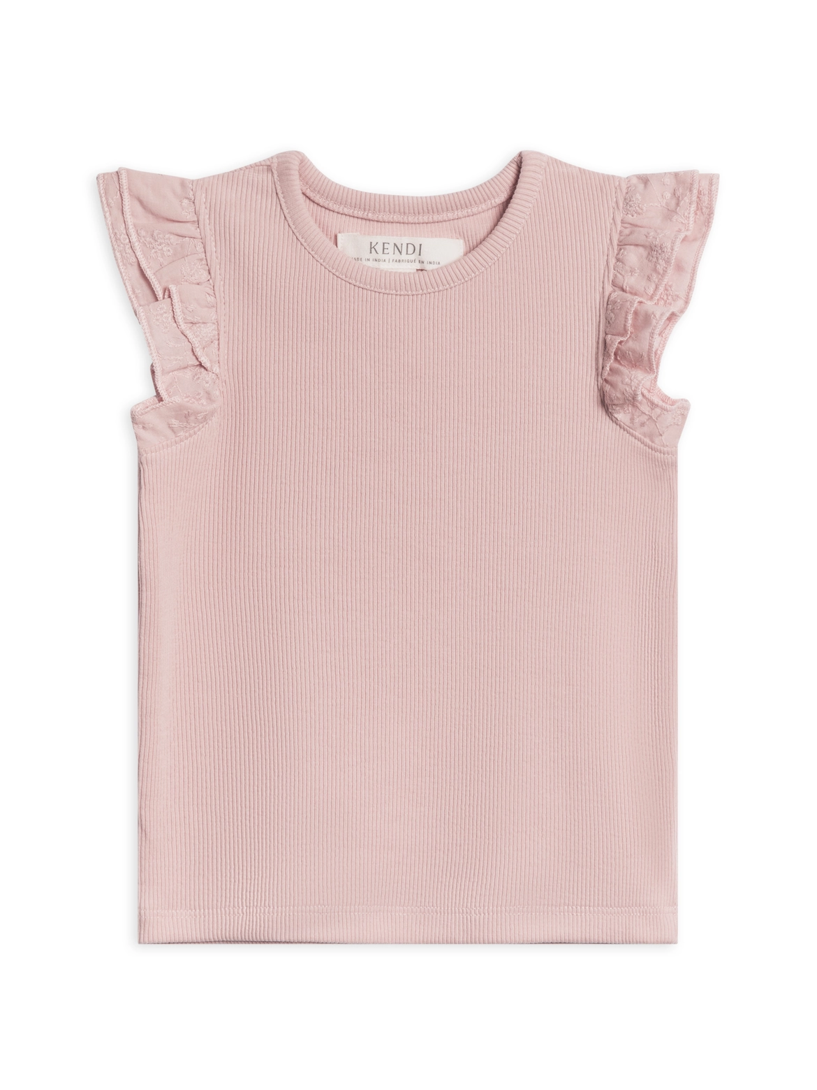 Rose Daphne Ribbed Ruffle Tank