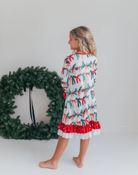 Holly Bows Ruffle Nightgown