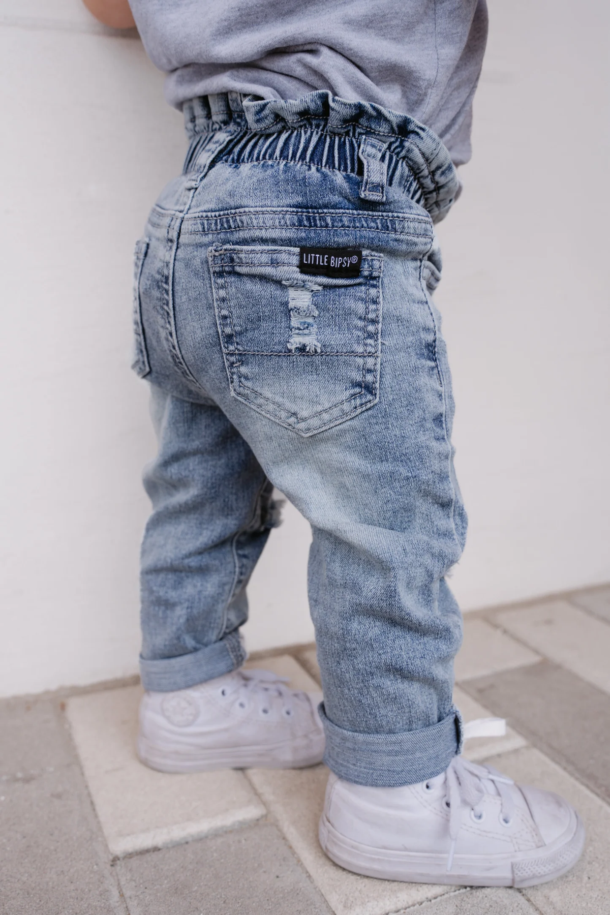 Light Wash Paperbag Waist Denim
