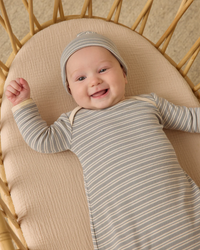 Steel Blue Stripe Knotted Gown Set