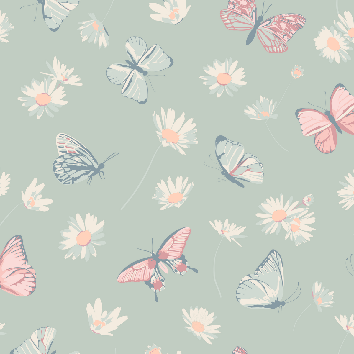 Mint Butterfly Daisy Summer Pajama Set