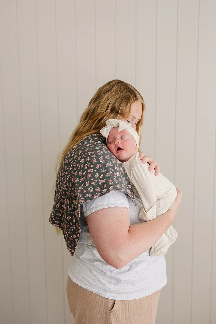 Olive Bloom Burp Cloth