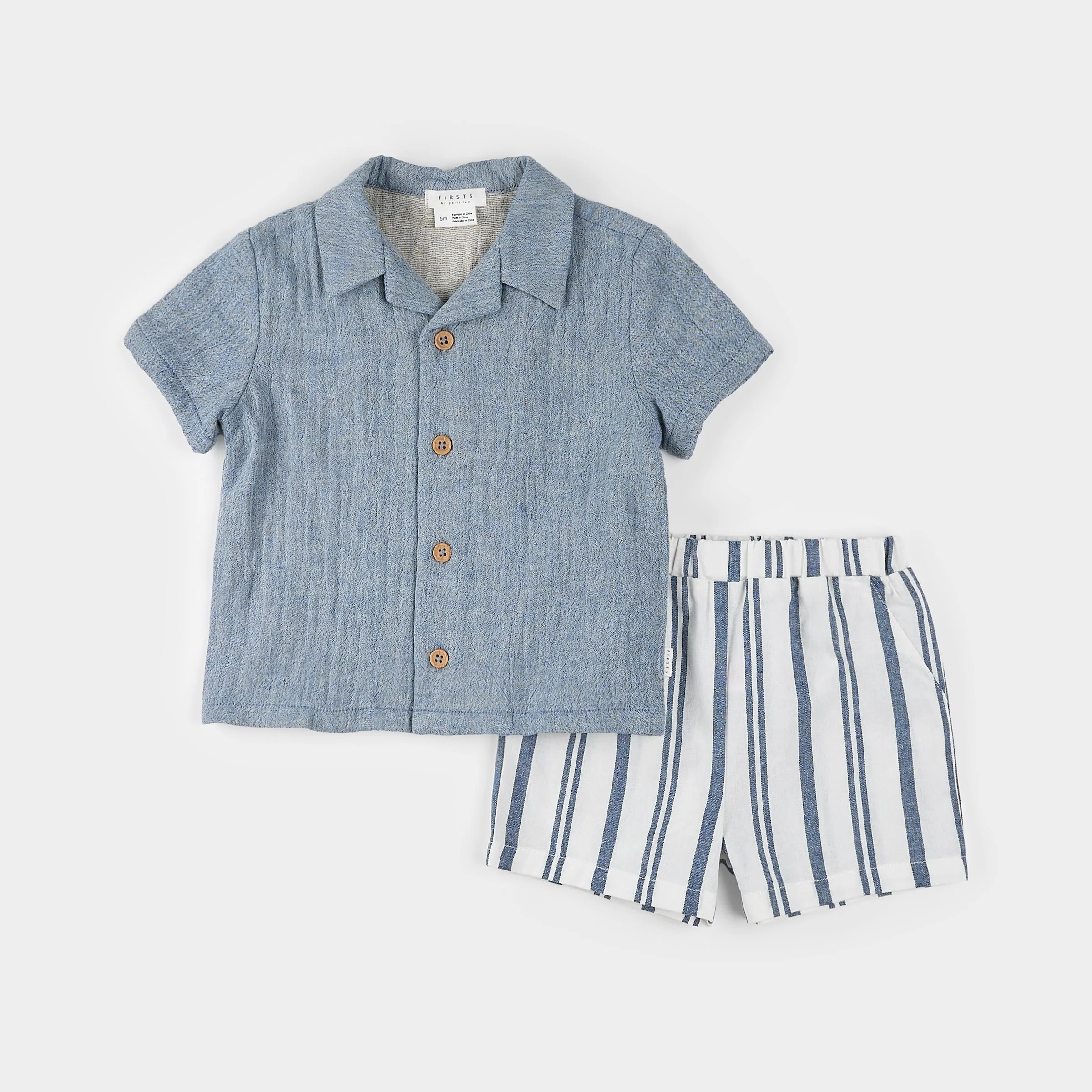 Chambray Shirt + Stripe Short Set