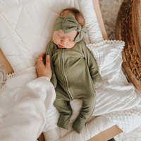 Olive Small Ribbed Zip Romper
