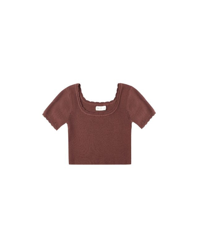 Tween Burgundy Scallop Tee