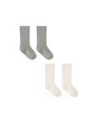 Ivory/Dusty Blue Socks Set