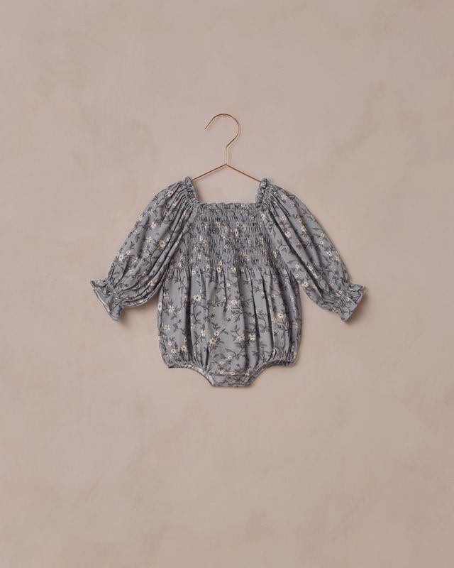 French Blue Floral Autumn Romper
