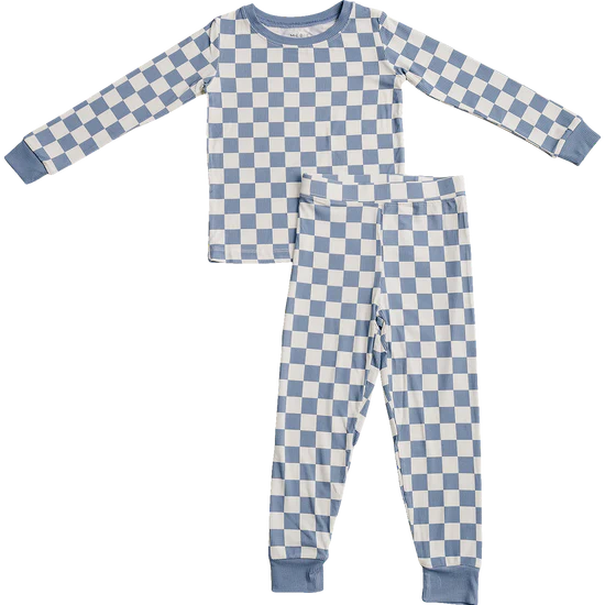 Blue Checkered Bamboo Cozy Set