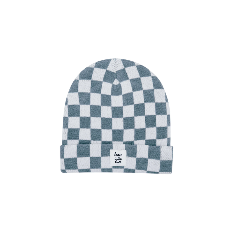 Slate Checkered Bamboo Knit Beanie