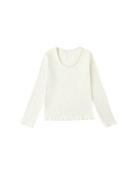 Ivory Ribbed Long Sleeve Tee