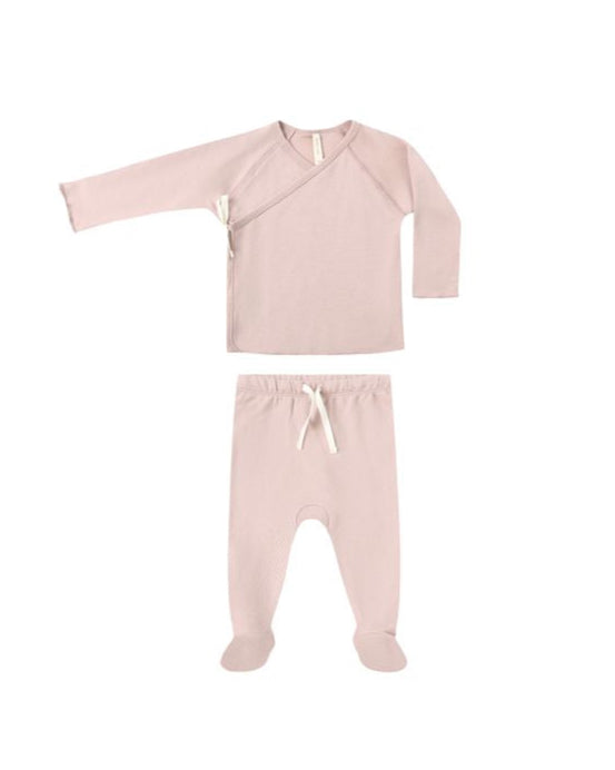 Rose Wrap Top + Footed Pant Set