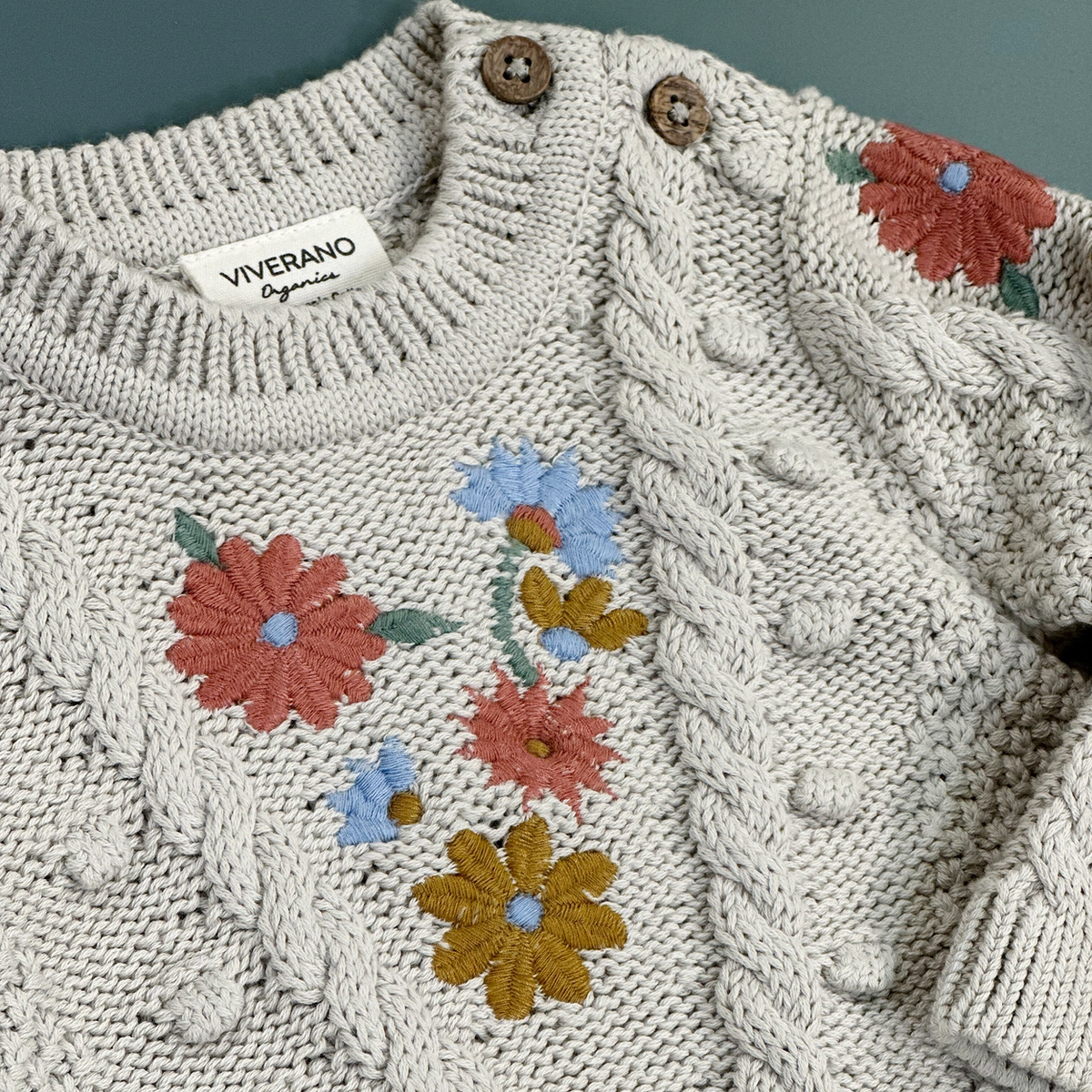 Floral Embroidered Knit Sweater