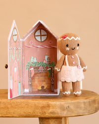Tiny Gingerbread Sugarplum Knitted Doll