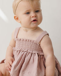 Mauve Mae Smocked Top + Bloomer Set