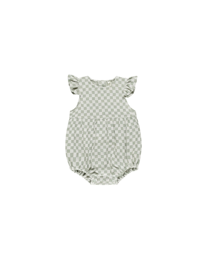 Sage Check Amelia Romper