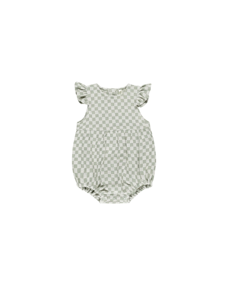 Sage Check Amelia Romper