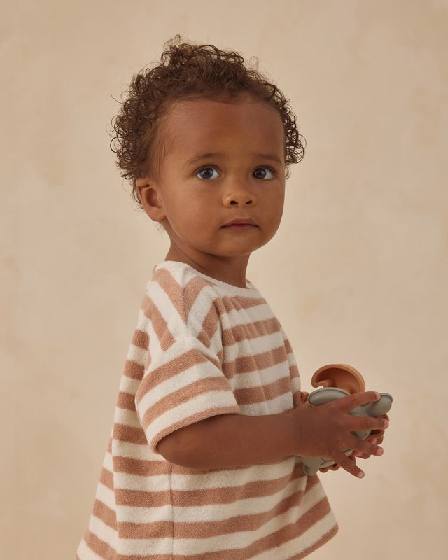 Latte Stripe Terry Tee + Short Set