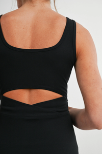 Black Ribbed Maternity Tennis Dress