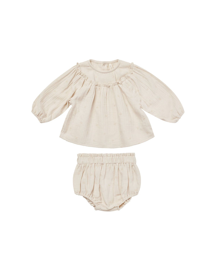 Daisy Embroidery Blouse + Bloomer Set