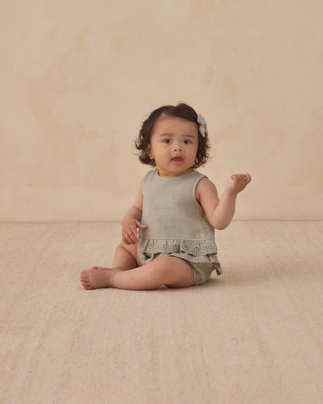 Sage Ruffled Tulip Top + Bloomer Set