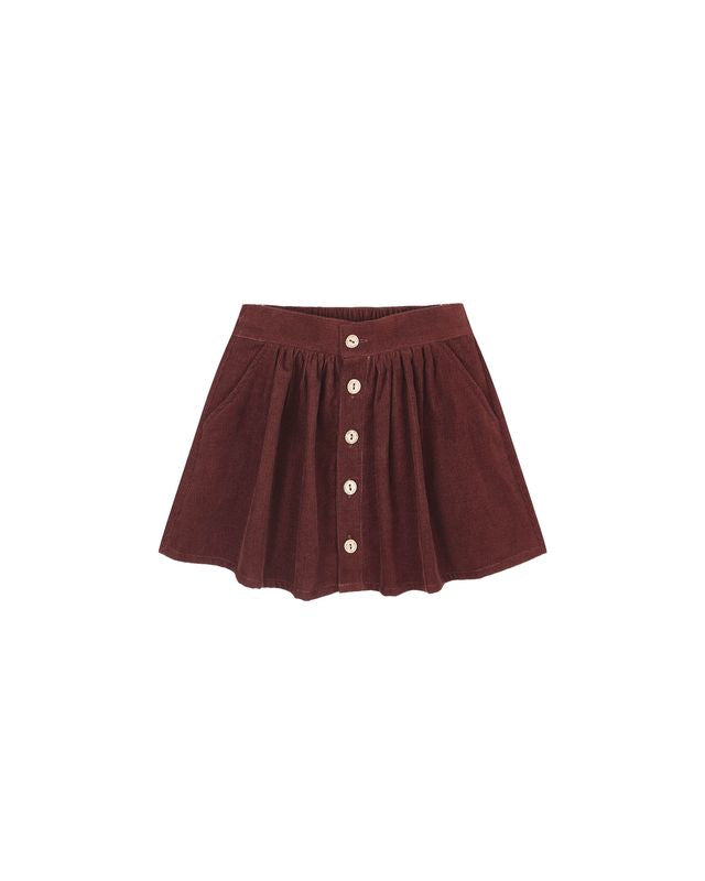 Burgundy Botton Front Mini Skirt