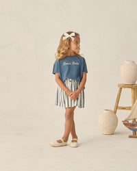 Navy Stripe Denim Mini Skirt