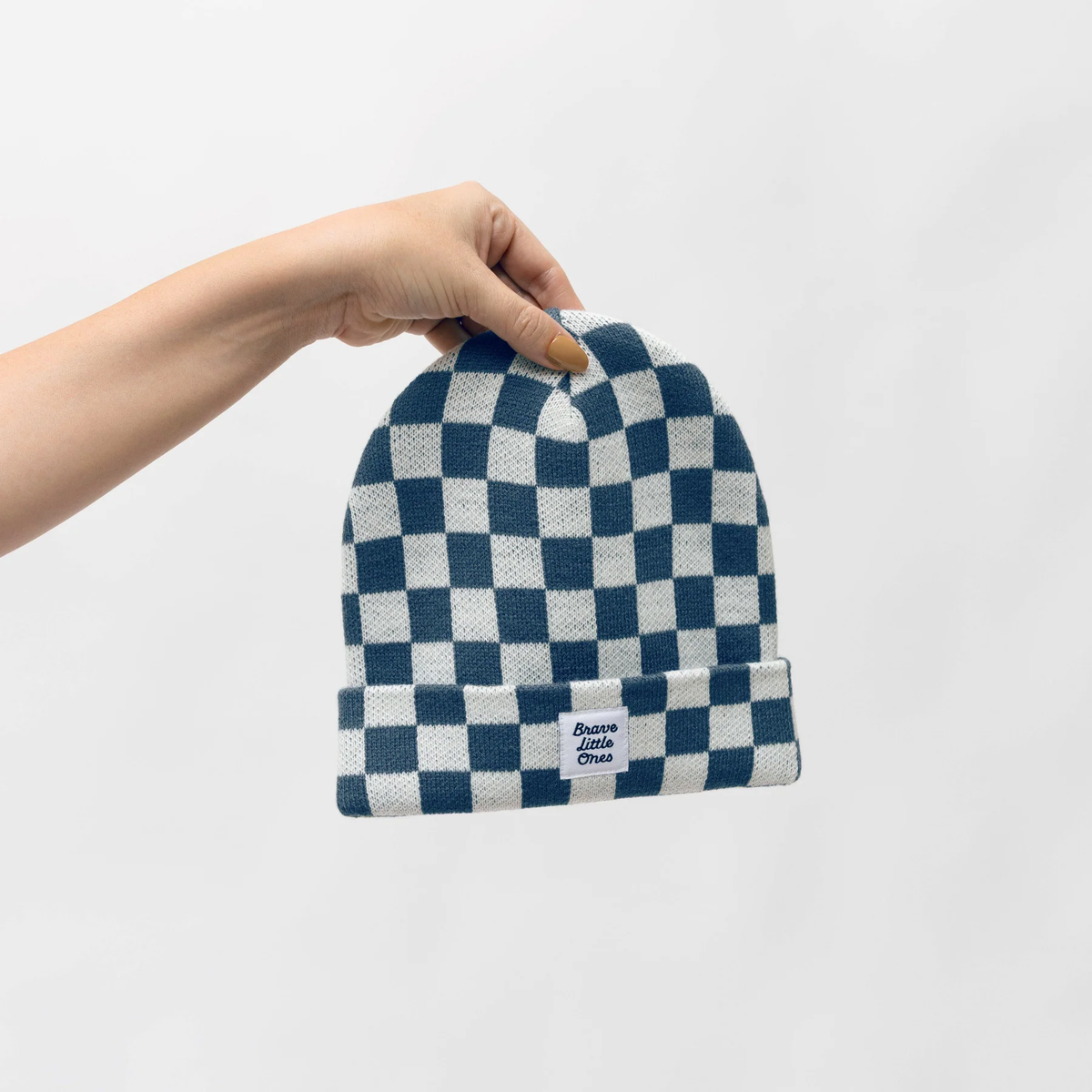 Dark Steel Blue Checkered Beanie