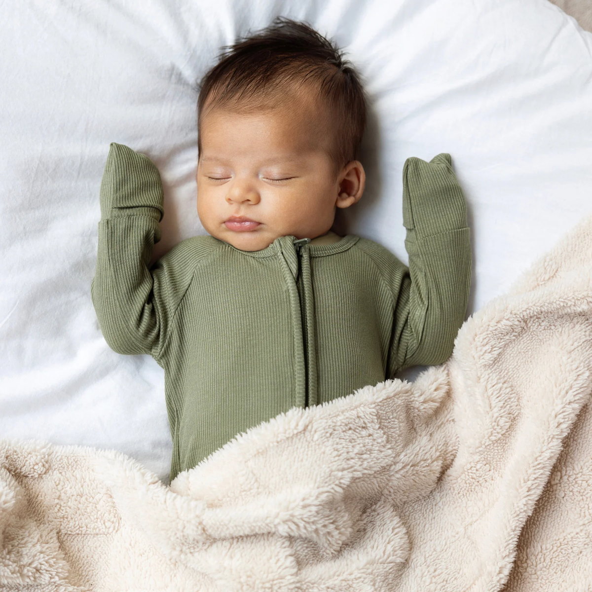Olive Small Ribbed Zip Romper