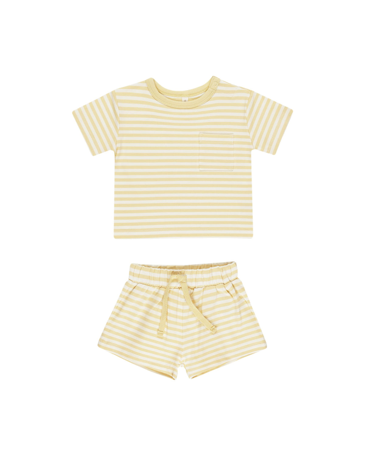 Yellow Stripe Pocket Tee + Short Set