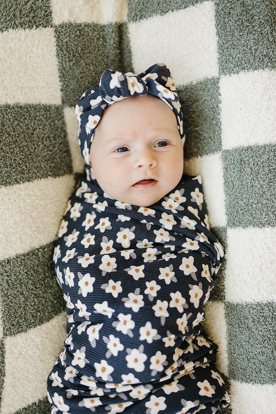 Navy Daisy Bamboo Head Wrap