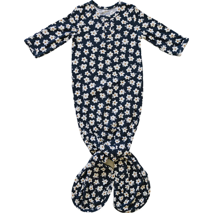 Navy Daisy Bamboo Knot Gown