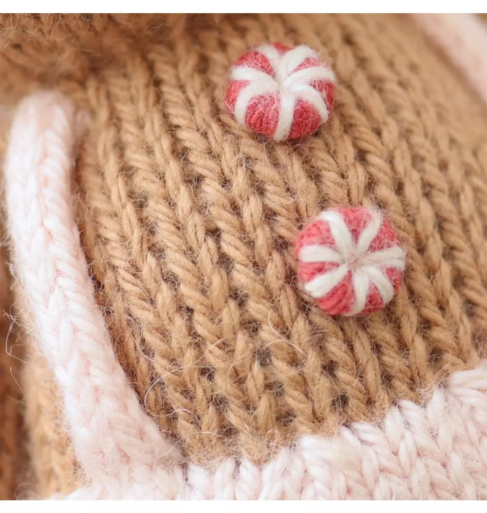 Tiny Gingerbread Sugarplum Knitted Doll