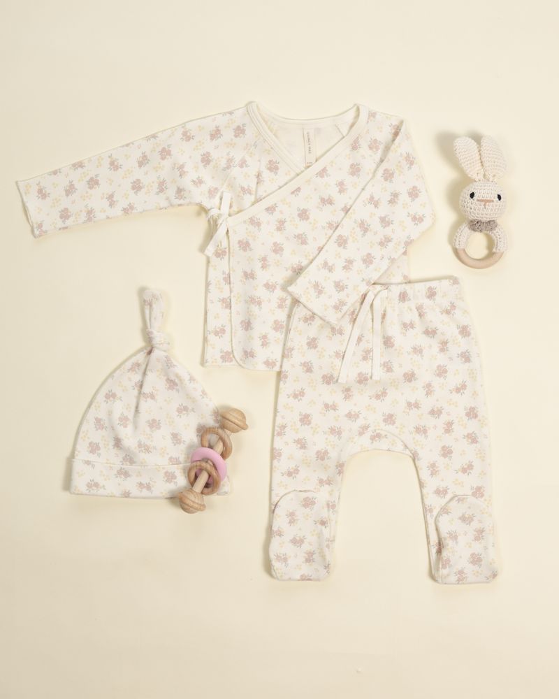 Flower Field Wrap Top + Footed Pant Set