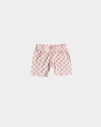 Pink Lemonade Checkered Bamboo Biker Shorts