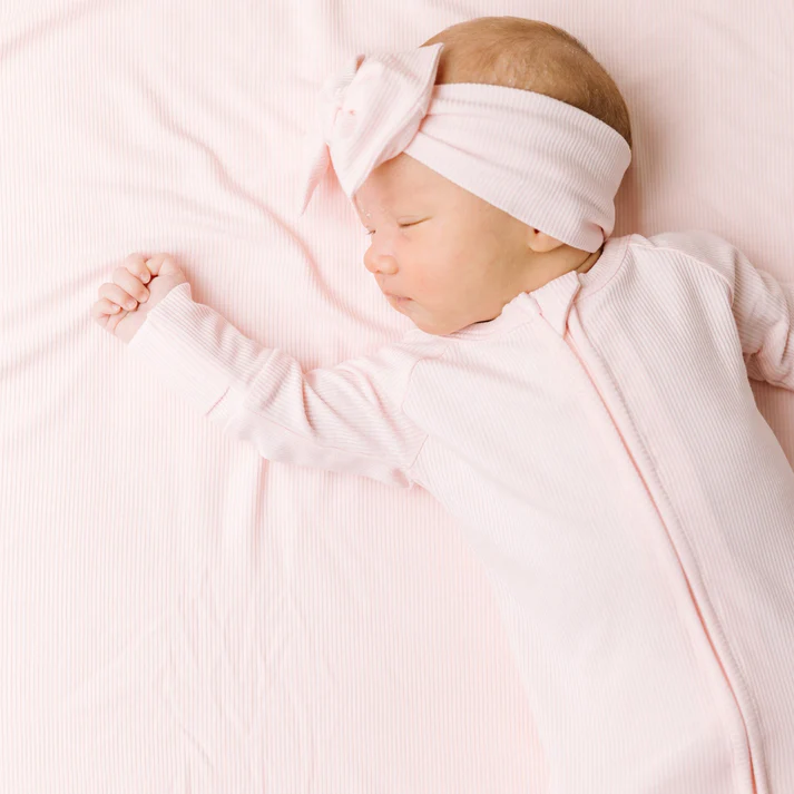 Ballet Pink Ribbed Bamboo Zip Romper