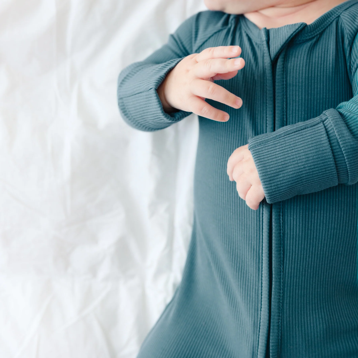 Midnight Teal Small Ribbed Zip Romper