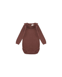 Burgundy Ruffle Collar Bodysuit
