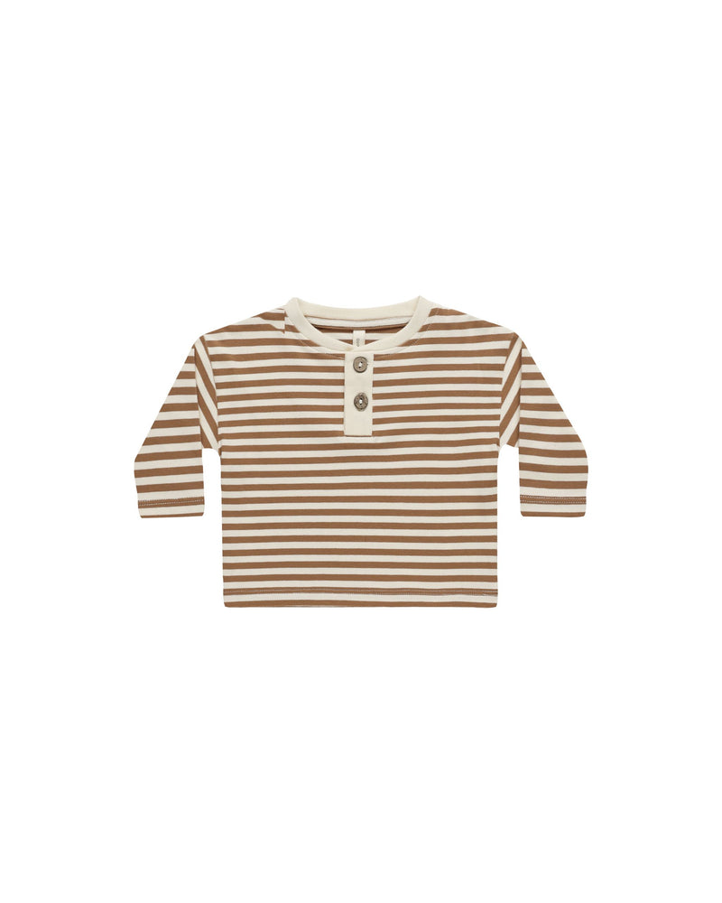 Cinnamon Stripe Henley Tee