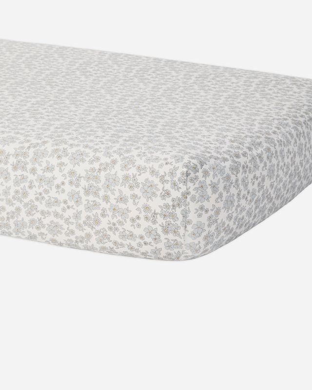 Blue Floral Bamboo Crib Sheet