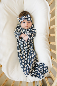 Navy Daisy Bamboo Knot Gown
