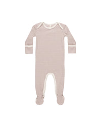 Mauve Stripe Ribbed Footie