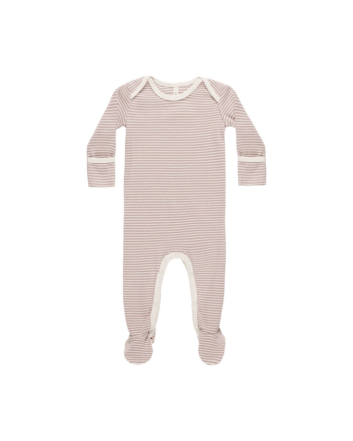 Mauve Stripe Ribbed Footie