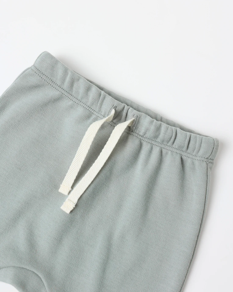 Steel Blue Wrap Top + Footed Pant Set